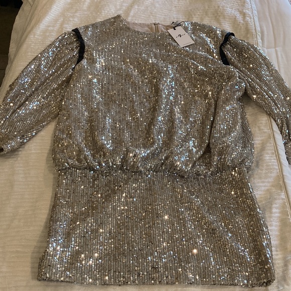7 for All Mankind silver/goldish sequined dress - Picture 3 of 12